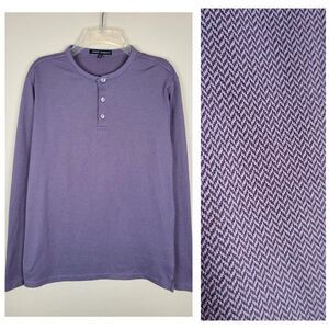 Robert Barakett Size M Fernwood Long Sleeve Henley Shirt Purple